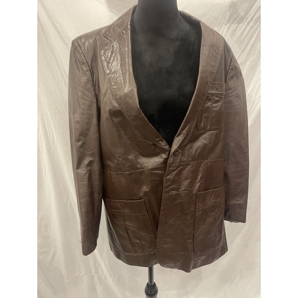 Vintage 1970s Ambassador Brown Leather Jacket Size 44